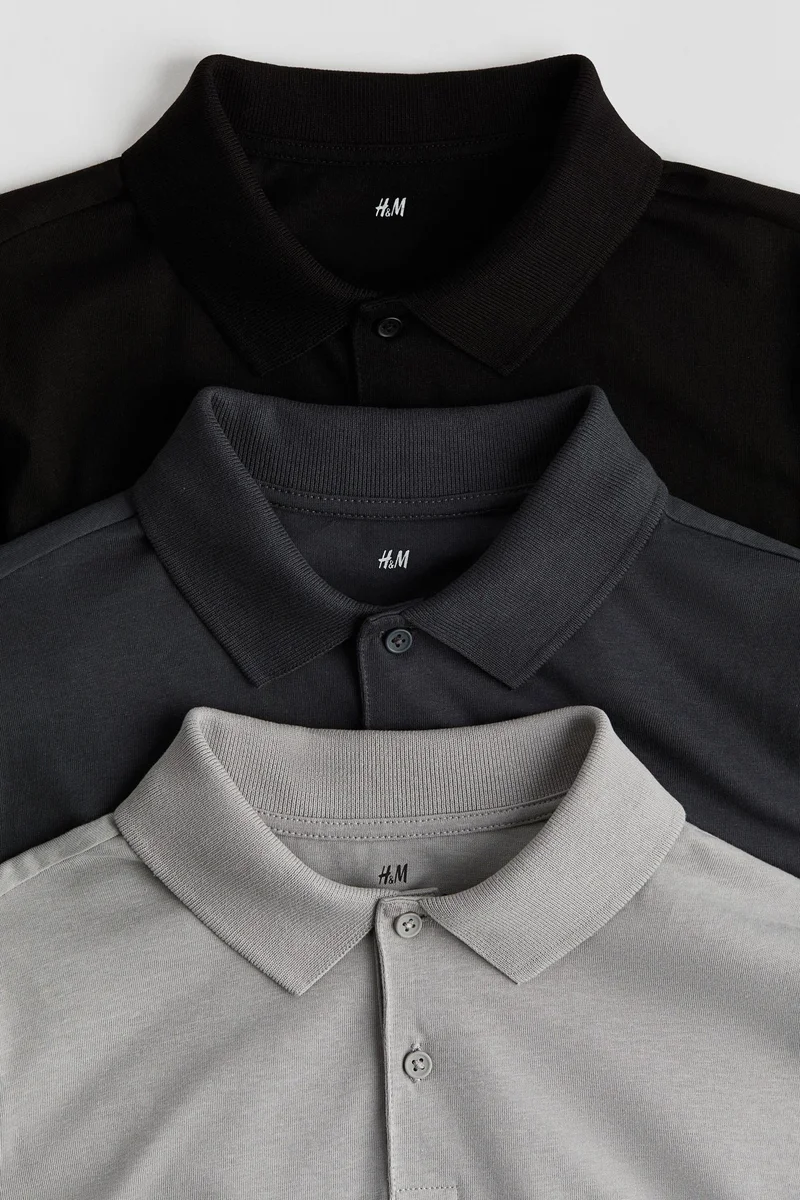 H&M 3-pack cotton polo shirts